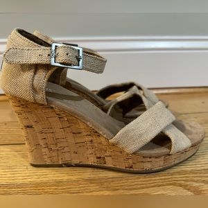 TOMS Burlap cork wedges - size 8.5